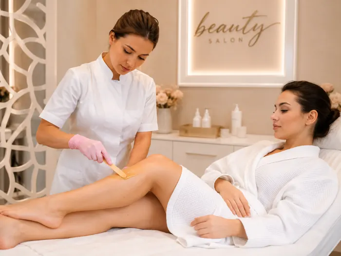 Mulher a receber serviço de depilação no Rosy Spa em Queluz